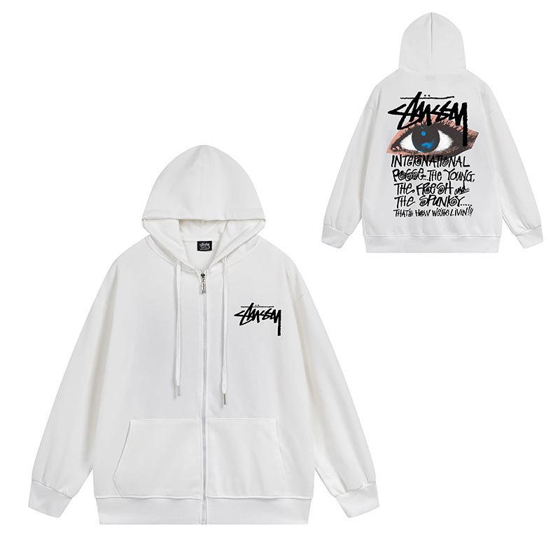 Trendy brand zipper hooded autumn and winter new letter flame pai jiu couple coat