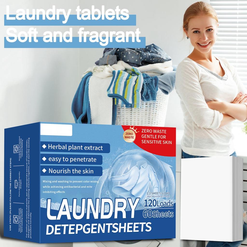 Portable Laundry Tablets Concentrated Stain Removal Instant Bubble Tablets Fresh Linen Scent Household Laundry Paper