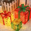 3Pcs with Bow Decoration Lighted Gift Boxes Set Navidad Xmas Lighting Box  Party Home Scene Layout