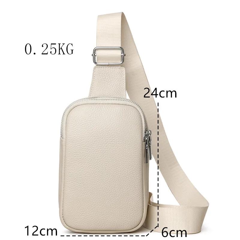 Luxury Genuine Leather Women's Chest Pack Shoulder Bag Fashion Messenger Sling Bag Brand Leisure Travel Bags Crossbody Unisex