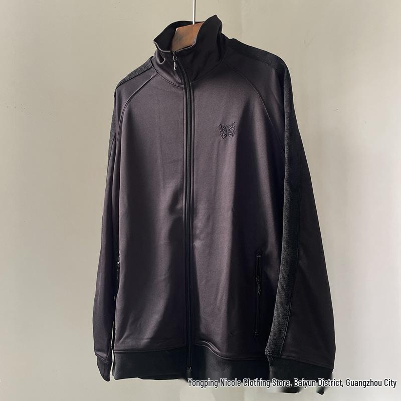 Chaqueta Deportiva con Cremallera Bordada de Mariposas, Cuello Alto Retro Trendy FOG para Hombres y Mujeres