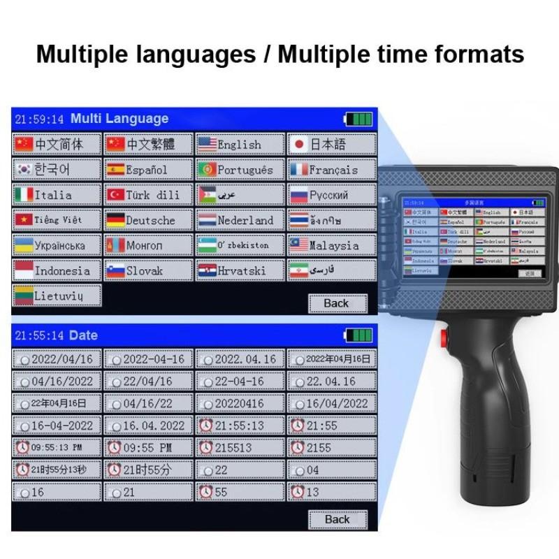 25.4mm Handheld Inkjet Date Printer 24 Languages Digital Automatic Coding Machine Portable Label Machine