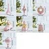 Pink Christmas Hanging Decoration Wreath Car Plastic Xmas Ornament Ball Party Supplies Gift Box Xmas Baubles Christmas