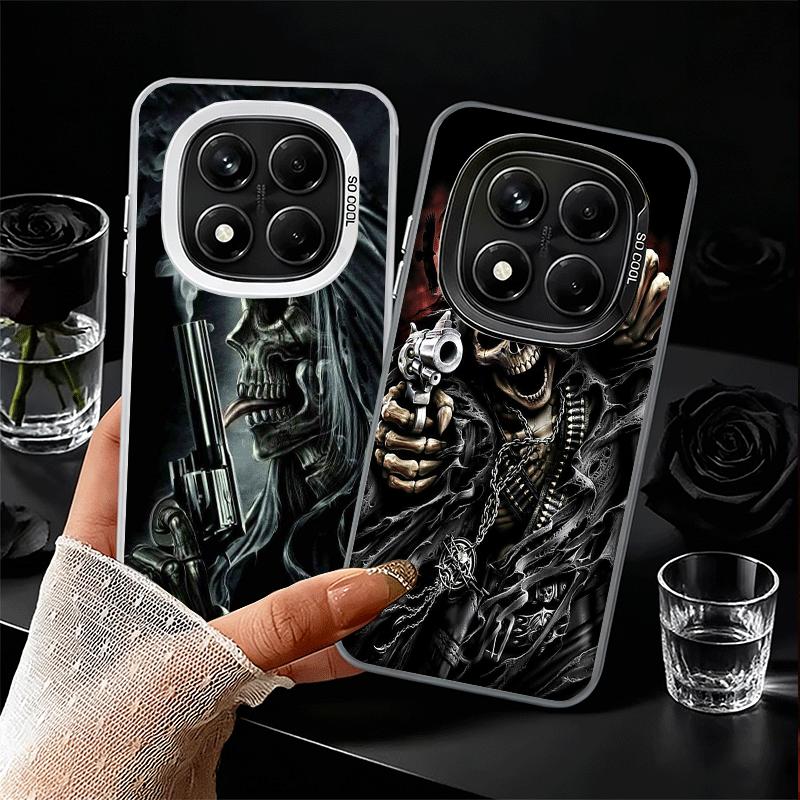 Reaper Skull Skeleton Gun Soft Phone Case for Xiaomi Redmi Note 13 14 15 Pro Plus 12S 12 11S 11 11T 10S 10 Shockproof Cover Back