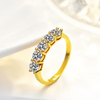 Fashion Real Moissanite Diamond Geometry Ring Pure S925 Sterling Silver 18K Gold Plating for Women Fine Jewelry Wedding Gift