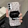 Etui na telefon z okrągłymi kropkami i czarnym kotem z dużą głową dla Samsunga Galaxy A55 A56 A36 A26 A16 A53 A06 A14 A24 A34 A54 A15 A25 A35
