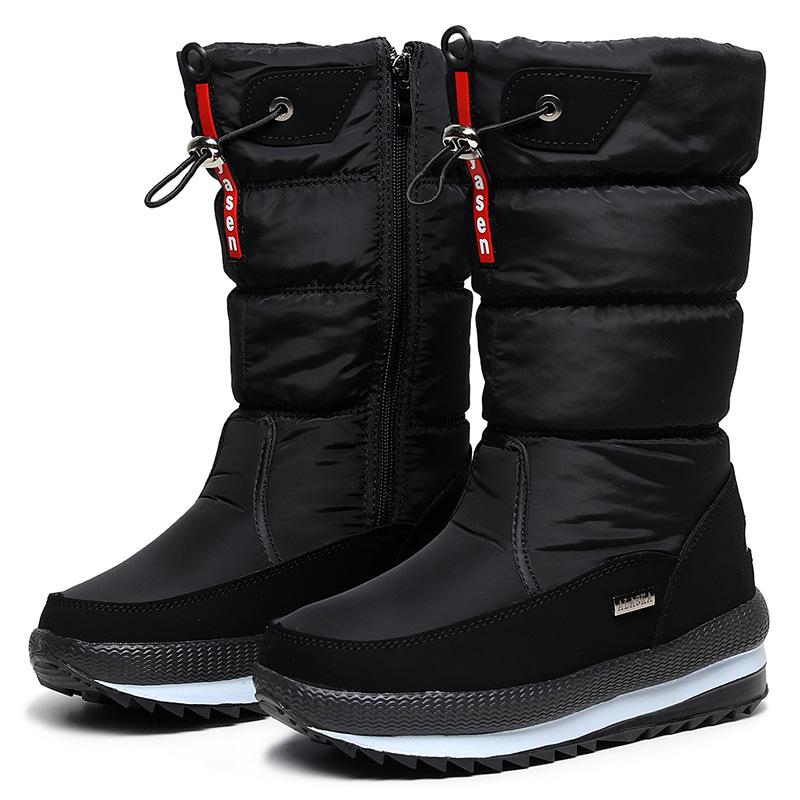 Winter Northeast Snow Boots for Women: High-Top Cotton Boots with Thickened, Non-Slip, Fleece-Lined Cotton Footwear