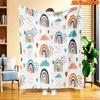1pc Cloud & Star Print Blanket Suitable for All Seasons, Soft Flannel Throw Bedspread with Multicolor Bedding, Machine Washable Polyester Gift For,, H