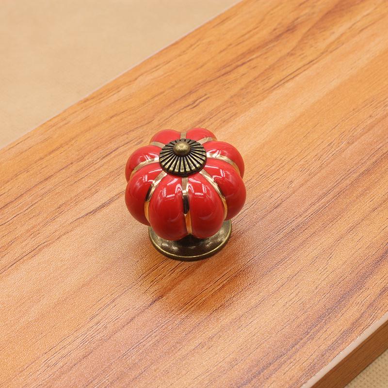 Vintage Furniture Handle Door Knobs Furniture Drawer Cupboard Kitchen Pull Handle Pumpkin Ceramic Cabinet Handles Retro Hardware