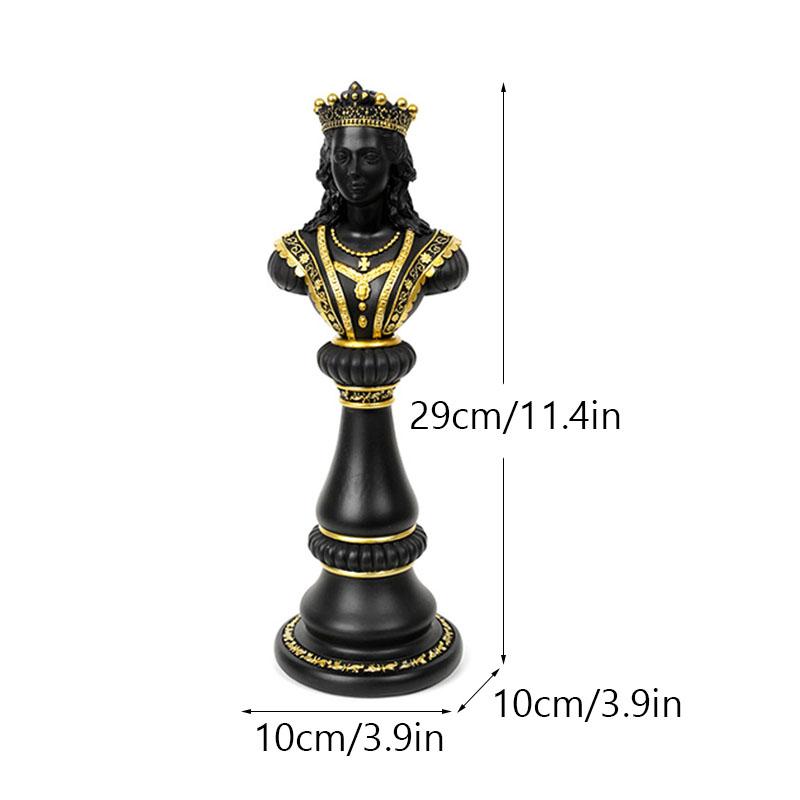 NORTHEUINS Pryskyřice Retro Mezinárodní šachová figurka pro interiér Socha krále rytíře Home Desktop Dekor Dekorace obývacího pokoje