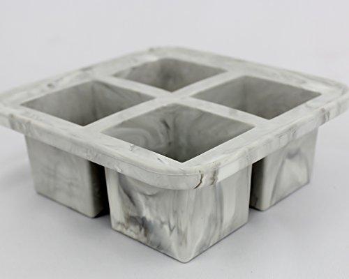 Maitre Francais IT-SL4 GM Silicone Ice Tray, 4-Cavity, Gray Marble, Square, Large Cube