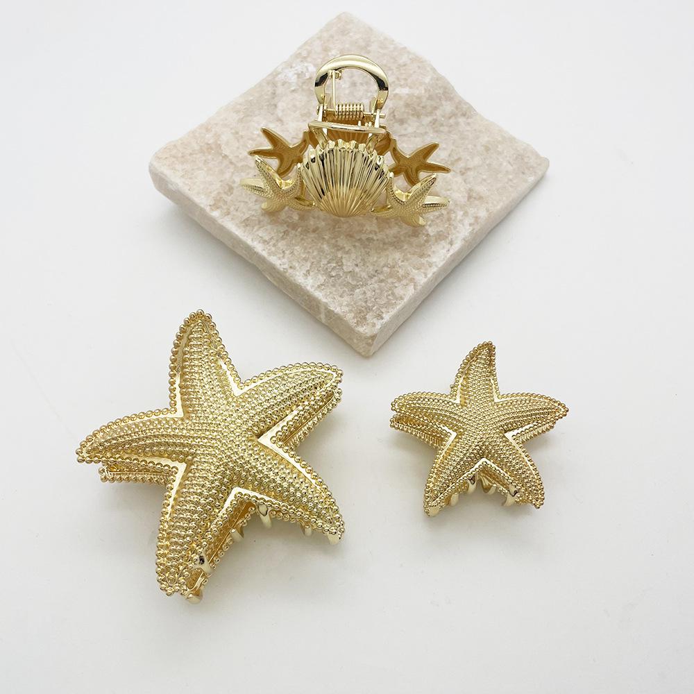 High-End Starfish Ocean Style Hair Claw - Fashionable Shark Clip for Buns