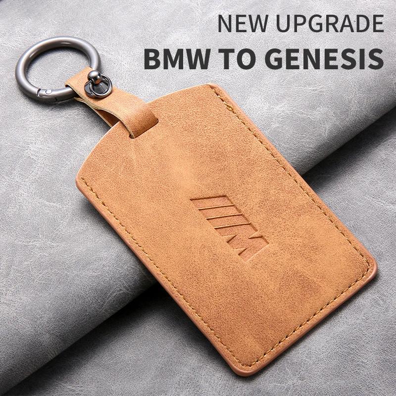 Autocollant de Voiture Chaud 2025 Cuir Daim Étui de Protection Coque pour Clé Intelligente de Voiture NFC Pour BMW Série M 3 5 7 X1 X3 X5 X6