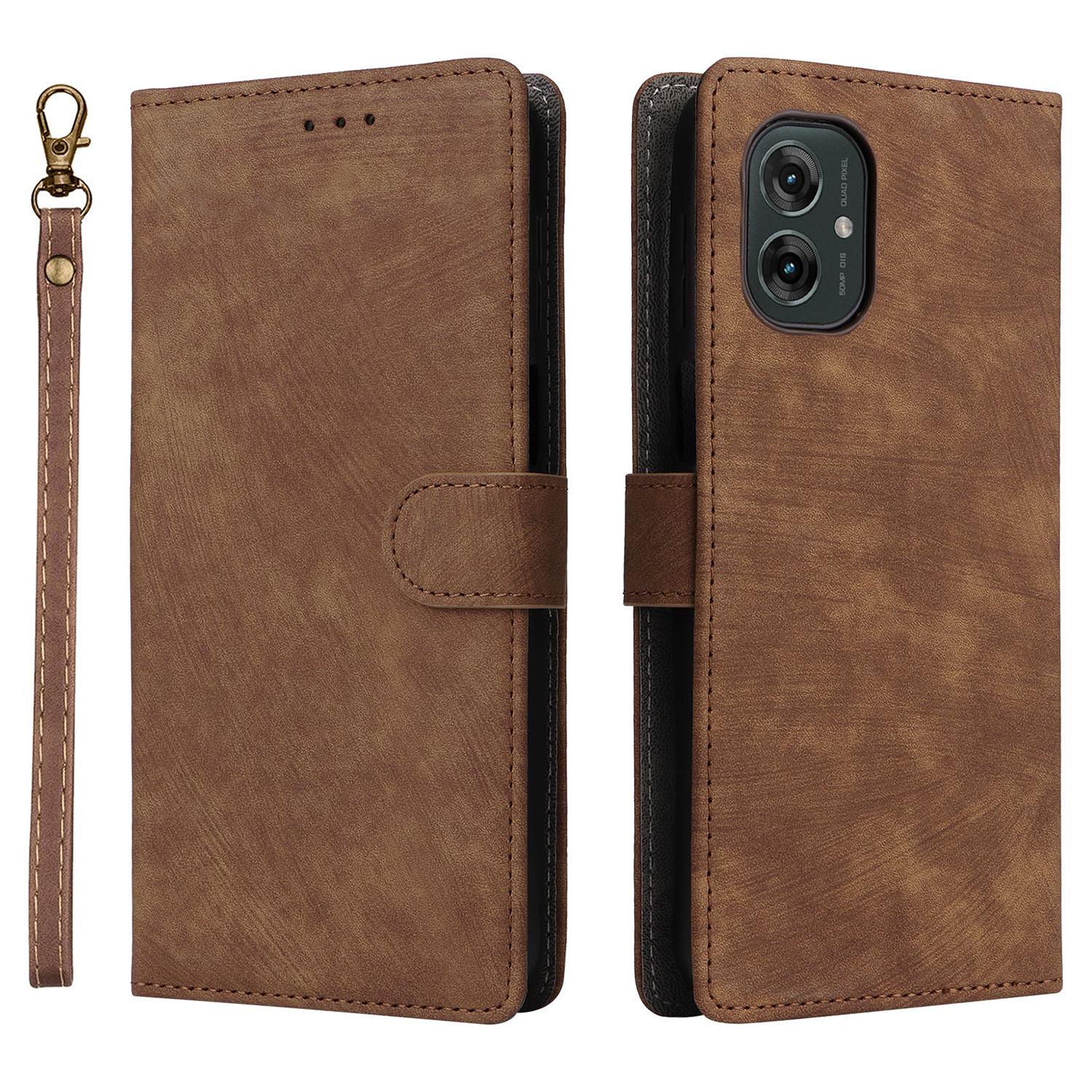 

Для Motorola Moto G55 5G Чехол-кошелек с RFID-блокировкой, PU кожаная обложка-подставка для просмотра Brown