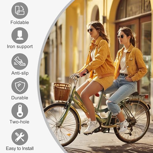 1 Pair Bike Rear Pedals, Mini Folding Bike Pegs, 8mm Aluminium Alloy Non-Slip Bicycle Footrests, Quick Release Foot Plates Pedals for Mountain Bike E