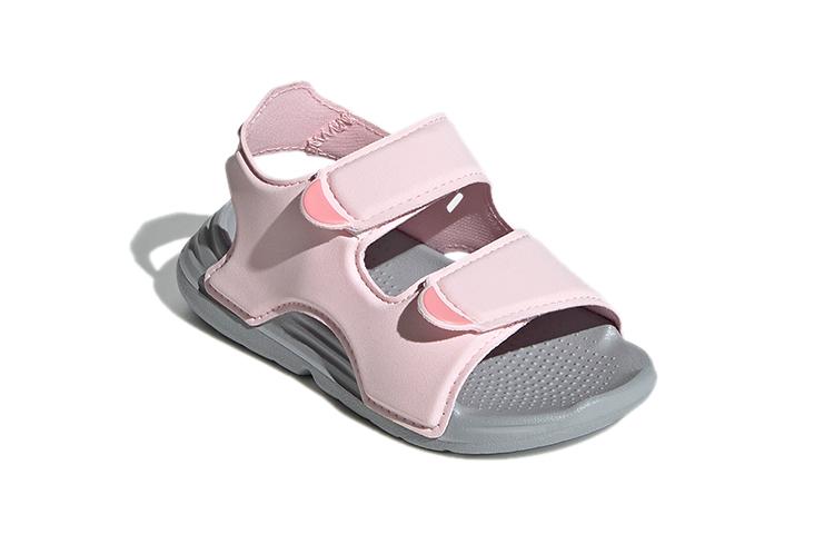 Adidas Swim Synthetic Leather Slip Resistant Anti Kick Cushioning Low top Toddler Shoes Pink Gray FY8065