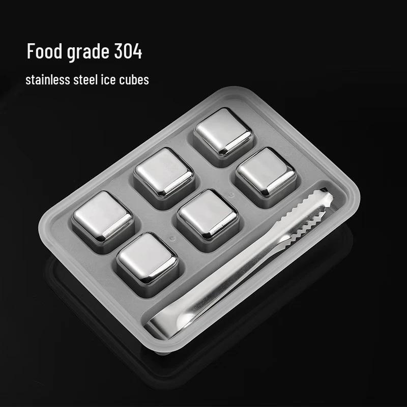 304 Food Grade Stainless Steel Square Ice Cubes for Quick Freeze, Wine, Water, Whiskey, Household Use