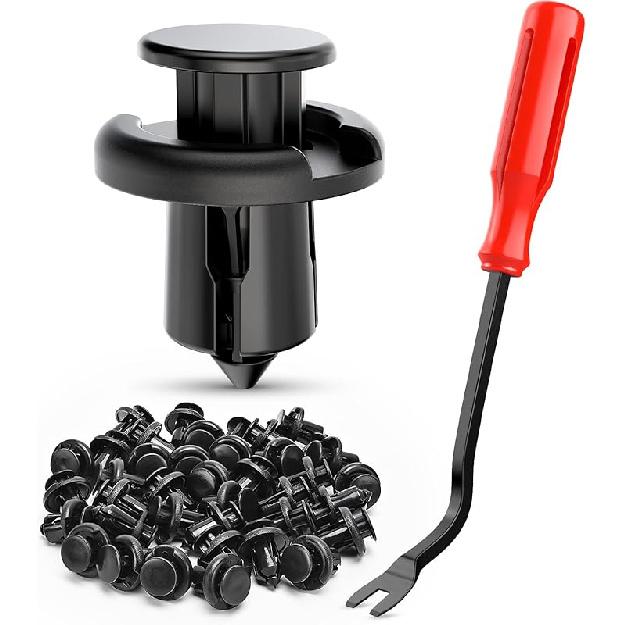 

Nilight 100PCS Nylon Bumper Rivet Fender Clips OEM Replaces Nissan: 01553-093210 8mm,1PC Bonus Fastener Remover For Acura Honda