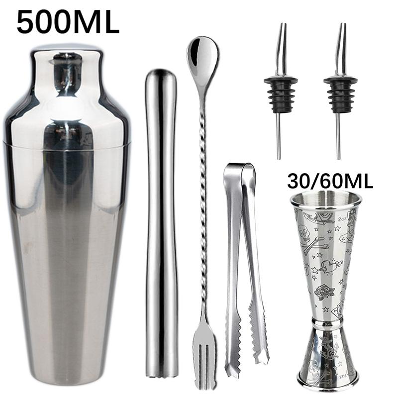 500Ml New Cocktail Shaker Set Stainless Steel Bartender Kit Professional Cocktail Mixer Wine Martini Shaker Party Bar Tools