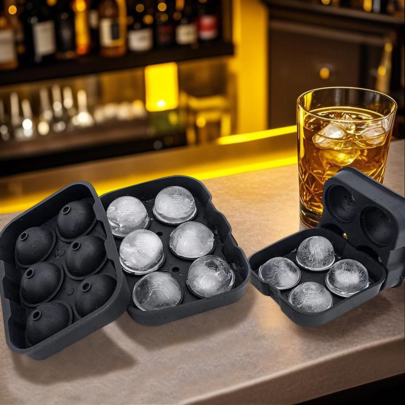 4/6 cavity silicone ice hockey tray, reusable round ice cube mold, perfect tool for frozen cocktails in kitchen bars