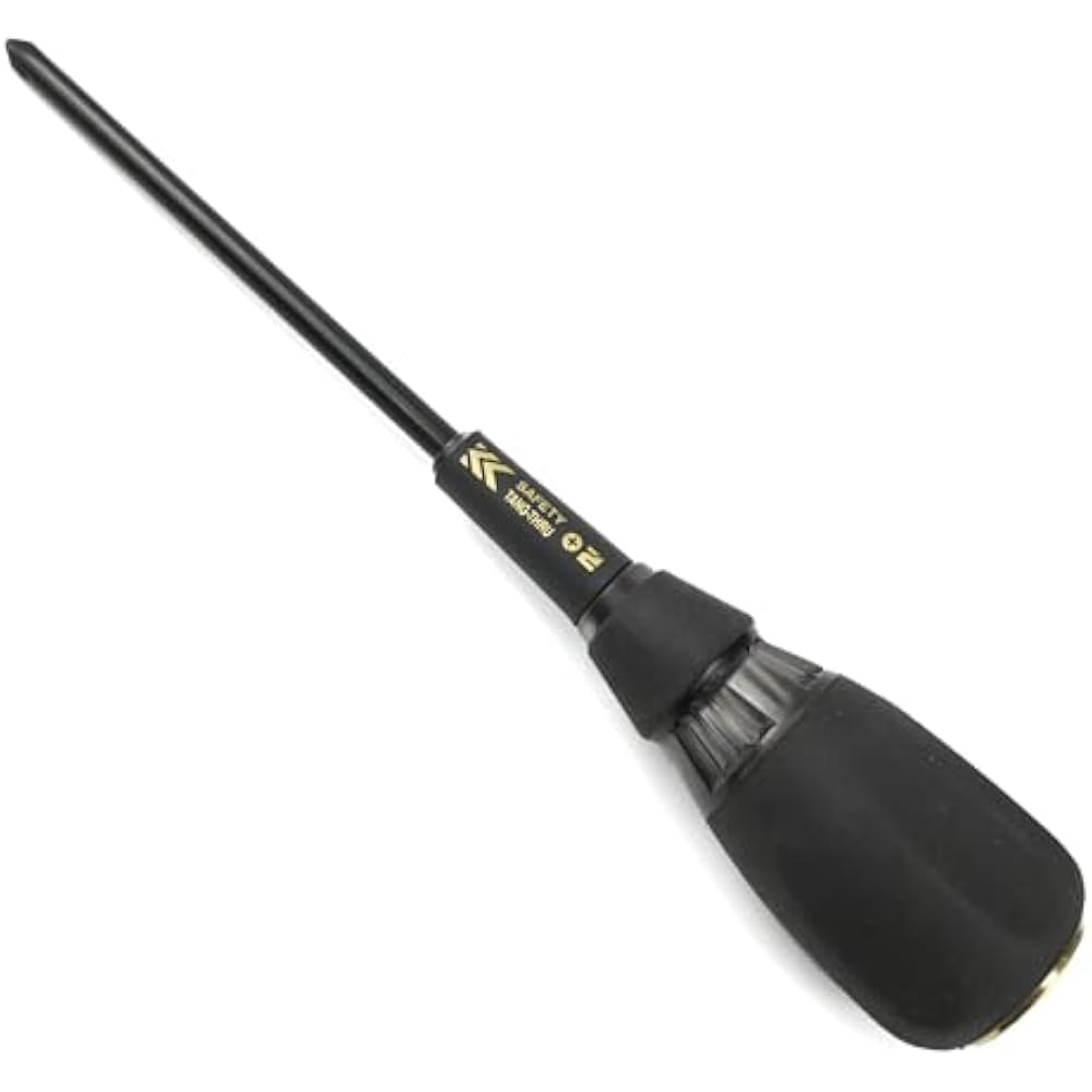Fujiya (Fujiya) safety penetrating screwdriver, black gold, +2 x 150 mm, 526SK-BG, ideal for swit...