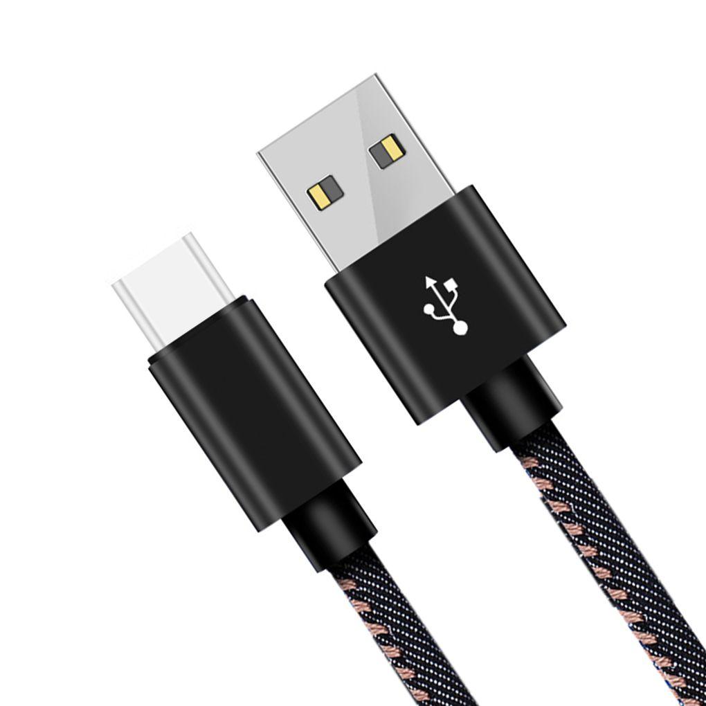 Denim Fast Charge Data Cable USB Power Cord Suitable Fits Android Type-C