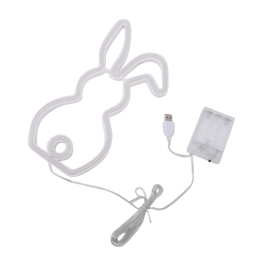   Neon Light Battery Operated Bunny LED Neon Sign Easter Decoration for Bedroom Dorm Easter Party Bar