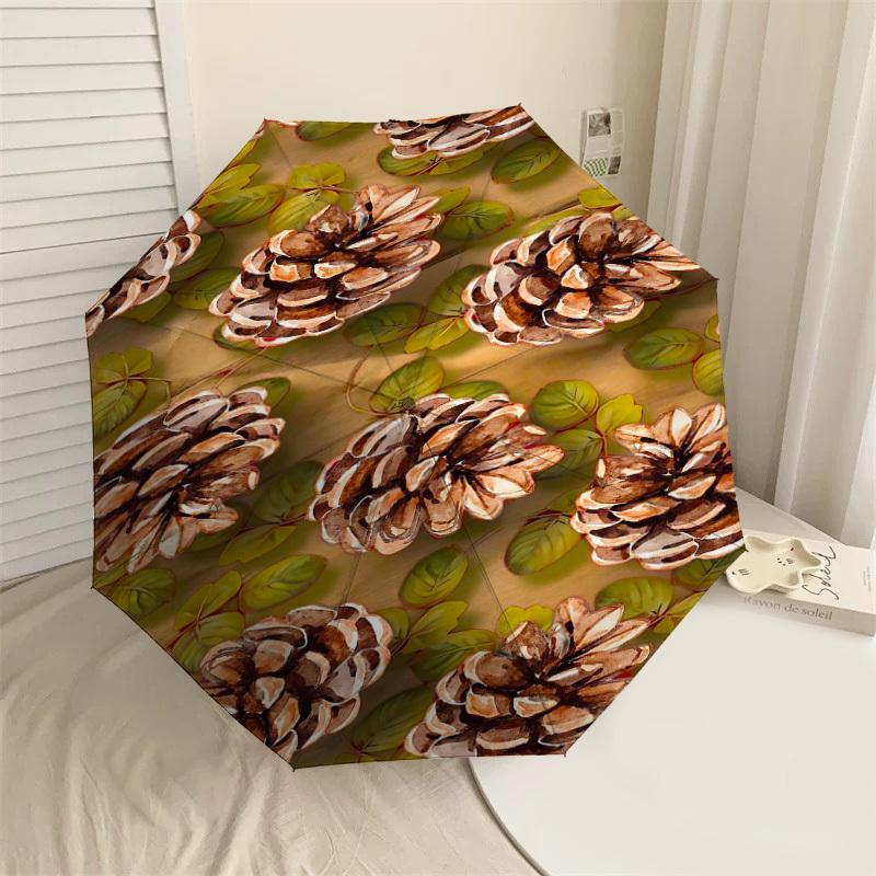

1PC pinecone leaves Umbrella-8-Rib Reinforced, Automatic Open, Lightweight & Durable, Fashion Accessory for Outdoor-D388