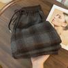 Pants for Women  High Waist Long Trousers Plus Size Double Layer Versatile Casual Plaid High Waist Drawstring Pants