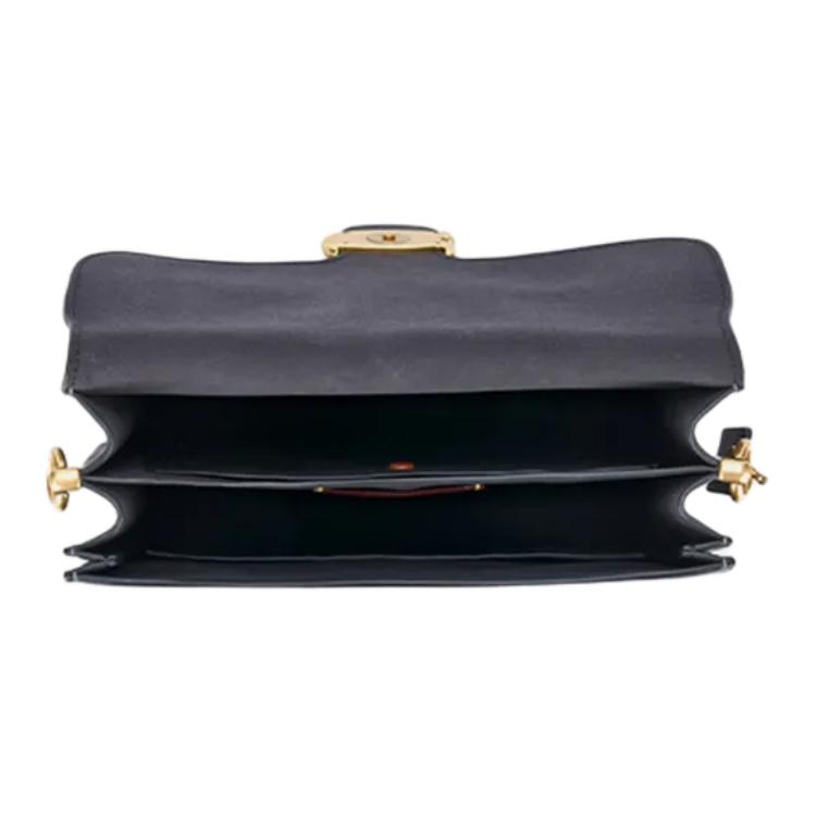 Coach Tabby 26 Gold Metal Logo Leather Shoulder Bag Medium Women shoulder bag Black CAF52-B4BK