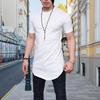 Men T-shirt Solid Color Round Neck Slim Fit Mid Length Short Sleeves Daily Wear Irregular Hem Thin Men Summer Top Men Clothes