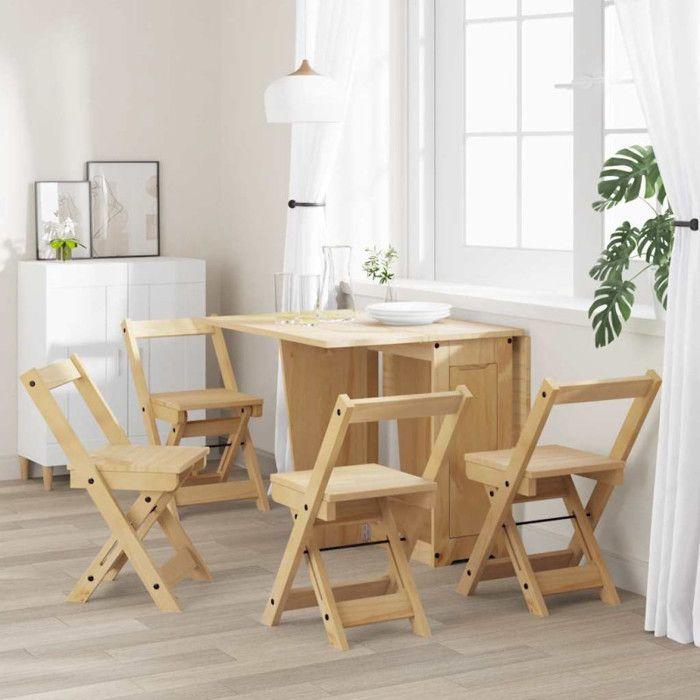 Chaises à manger pliables lot de 4 Corona bois massif de pin