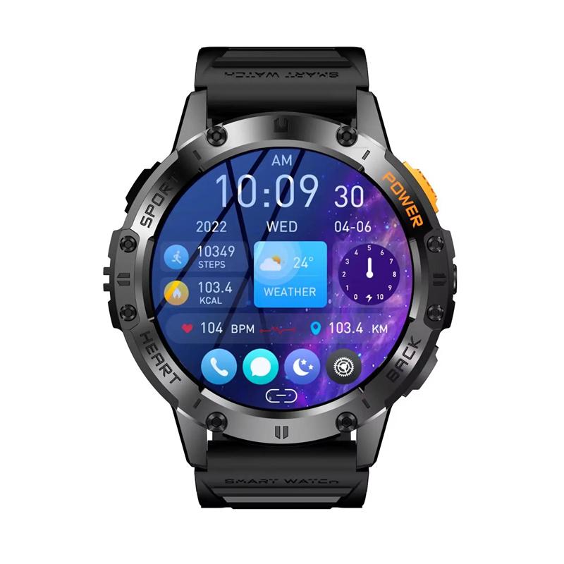 K65 Smart Watch Amoled Screen LED Flashlight Men Bluetooth Call Sports Fitness Tracker Health Monitor Smartwatch