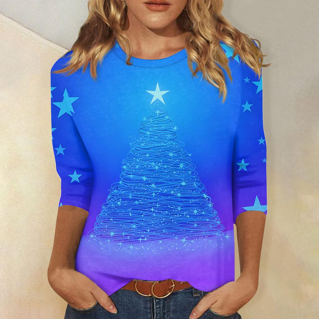 Women's Loose Comfortable Casual Fashion V-Neck Christmas Print Long Sleeve Hoodie