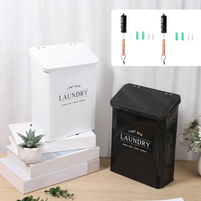 Magnetic Dryer Lint Ball Bin Detergent Laundry Pods Washing Powder Storage Container with Lid Brush for Laundry Room Accessaries