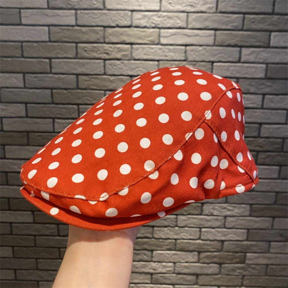 Y2k Polka Dot Beret Cotton Retro Painter Hat Personality Forward Cap Spring