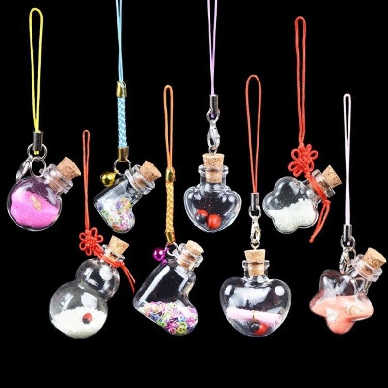 Set of 30 Different Designs Glass Bottle Ornament with Cork Stoppers and Nail Hooks for Crafting and Decoration