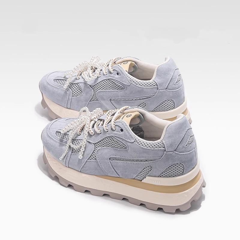 Small Thick Bottom Inner Height Increase Female Mesh Retro Breathable Pearl Casual Fashion Female