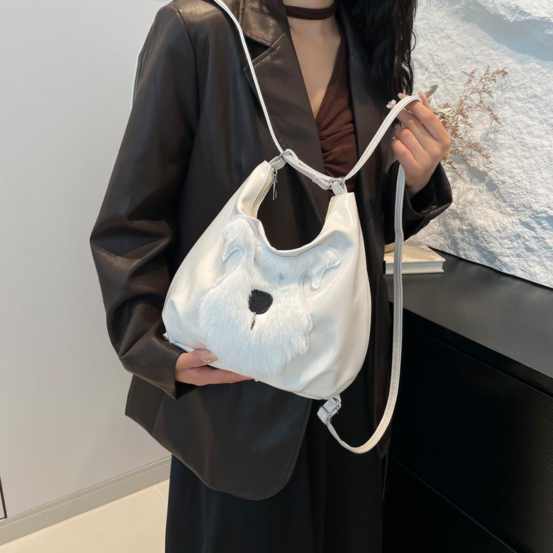 Autumn and Winter Retro Large-capacity Women's Backpack 2024 New Versatile Cute Cartoon Puppy Multi-purpose Shoulder Tote Bag