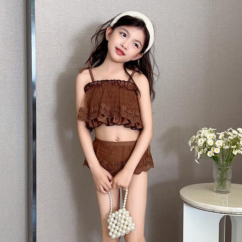 

2024 Girls Princess Style Lace Two-Piece Swimsuit for Big Kids 140