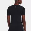 Under Armour Rush Series Solid Color Logo Embroidery Round Neck Short Sleeve T-shirt Women Tops Black 1373929-001
