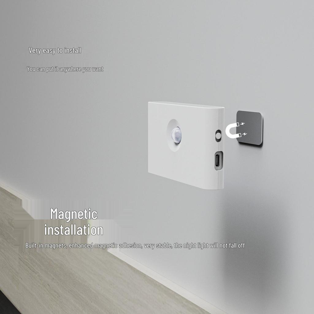 Rechargeable Motion Sensor Night Light with Eye Protection for Nighttime Use in Bedrooms and Bathrooms