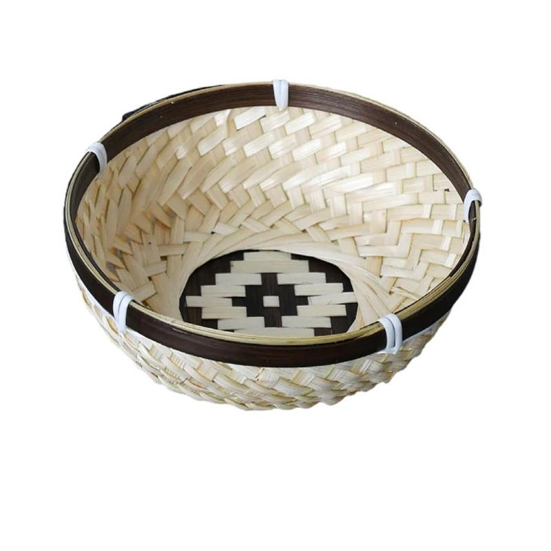 Bamboos Basket Box Natural Woven Storage Basket Bin Weaving Decorative Basket Box Farmhouse Picnics Table Storage Basket