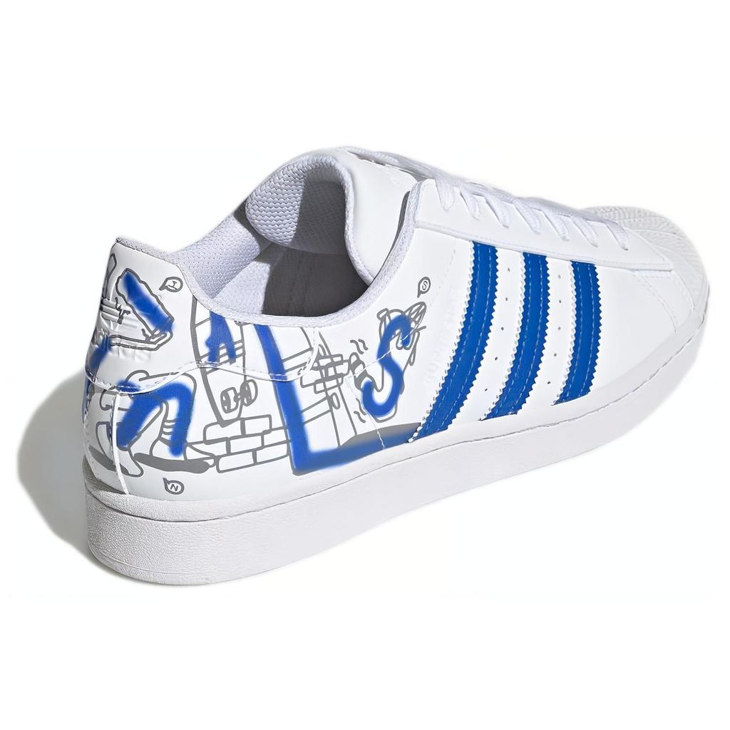 adidas Originals Superstar Leather Comfortable Casual Durable Low-Top Sneakers Unisex Sneakers White Blue GW5784