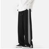 Men's High Waist Striped Sweatpants: Fashionable, Wide-Leg, Elastic, for Spring/Autumn, Perfect for Students.