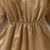 Großes Mädchen Herbst Winter Neu Elegant V-Ausschnitt Langarm Ausgestellte Taille Schlankmachendes Samtkleid