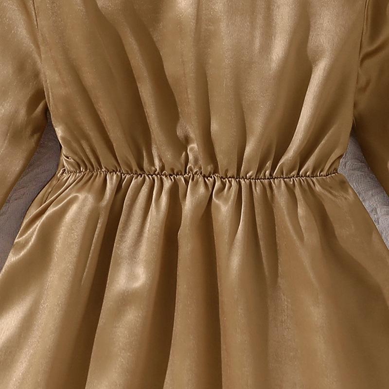 Big Girl Autumn Winter New Elegant V-neck Long Sleeve Flared Waist Slimming Velvet Dress