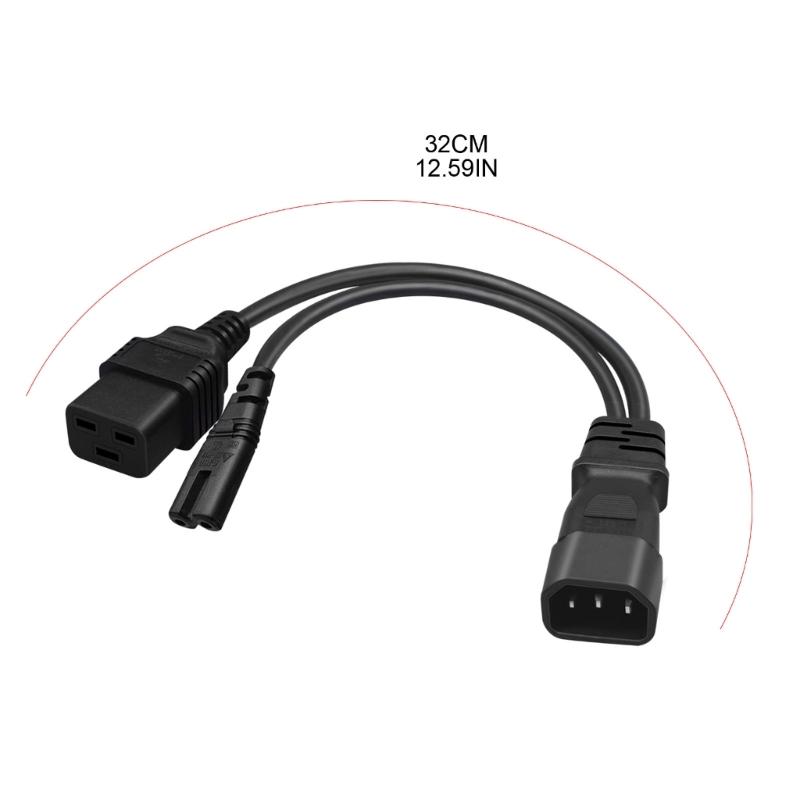 1ft IEC 320 C14 to C7 + C19 Power Cable,C14 Male to C7 + C19 Female Y Splitter AC Conversion Cable for Printers Scanners
