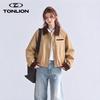TonLion Women's Loose Fit Collared Short Jacket