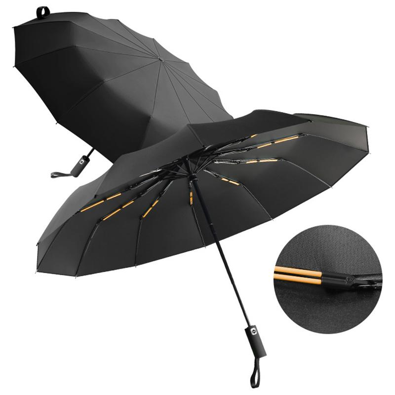 

Reinforced 24 Bone Automatic Very Strong Folding Windproof Umbrella Rain Men Business Women Anti-UV Umbrella чёрный